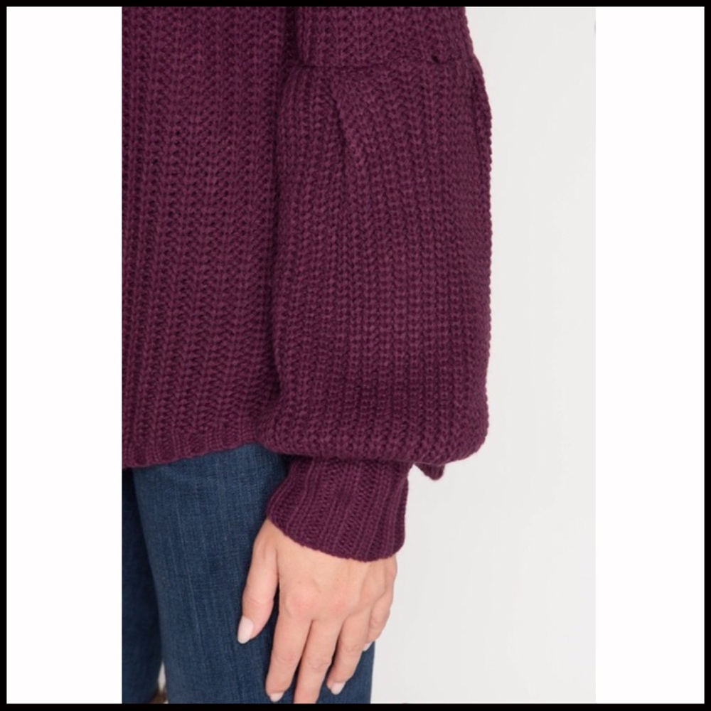 Lantern Sleeve Off-Shoulder Sweater - Picture 7 of 7